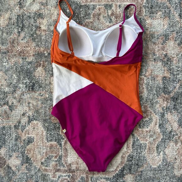 Summersalt The Marina One Piece Swimsuit Size US Plus 14 Orange Pink Colorblock - Picture 3 of 5